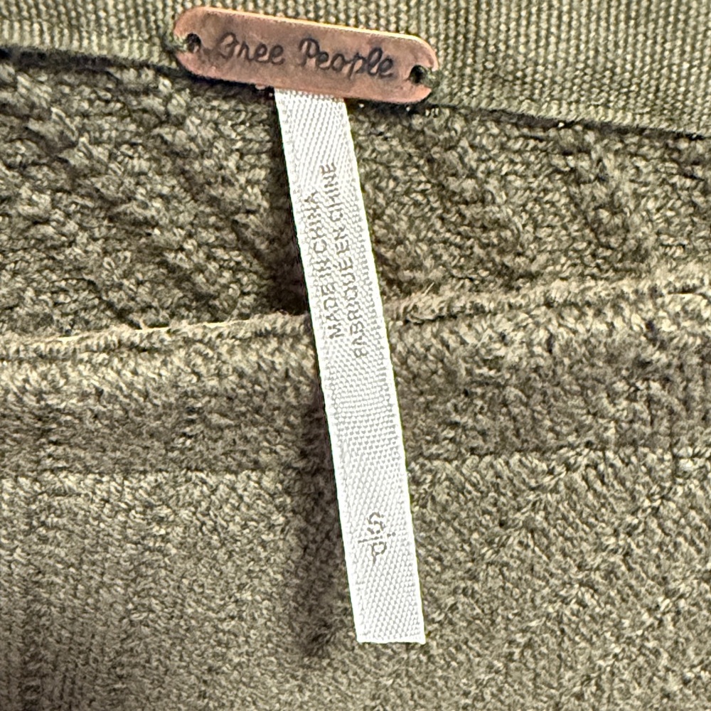 Free People Olive Green Off-the-Shoulder Knit Sweater - Picture 2 of 3